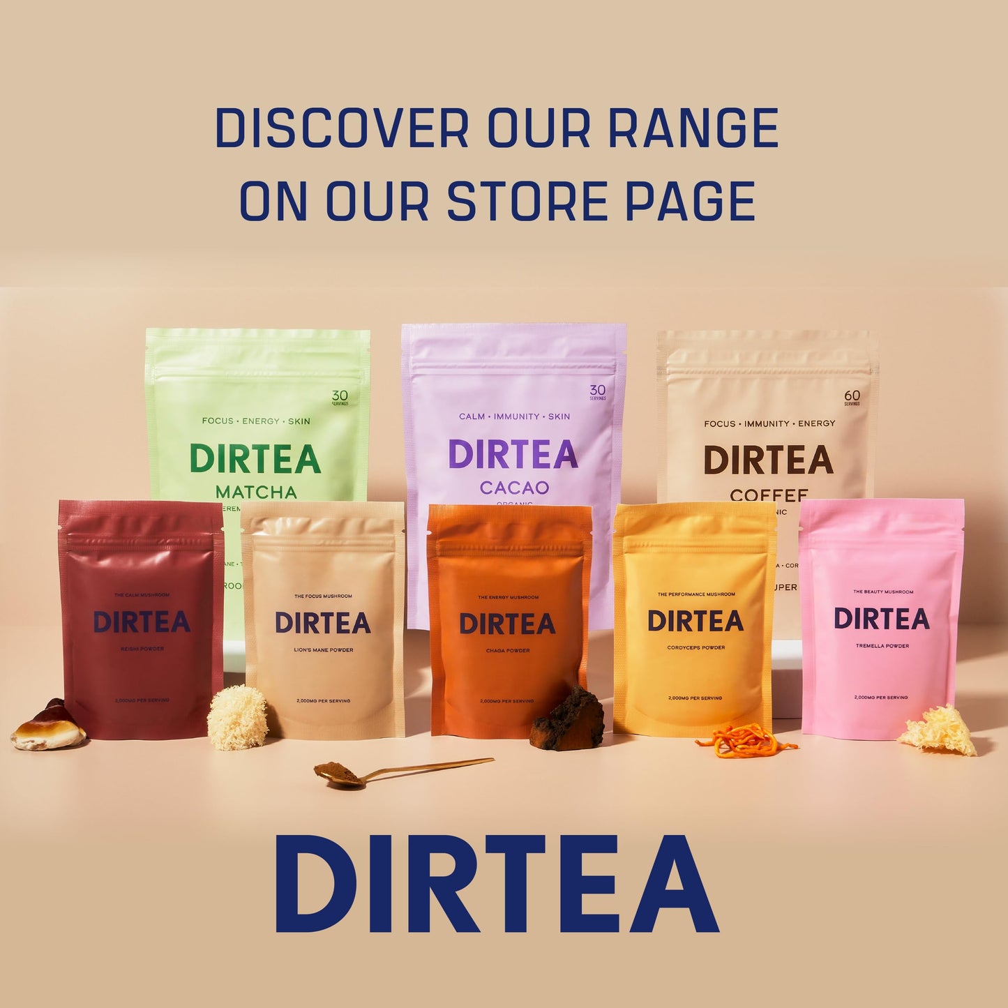 DIRTEA Tremella Mushroom Powder | 2,000mg / Serving | Organic, Vegan & Non GMO | Skin Hydration & Collagen Production | High Strength Supplement | 60g - 30 Servings