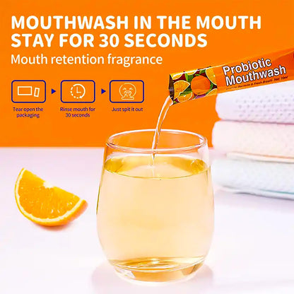 DISAAR BEAUTY Probiotic Mouthwash - Fresh Breath, Stain Removal & Gum Protection | 0.11fl oz x20 (Orange)