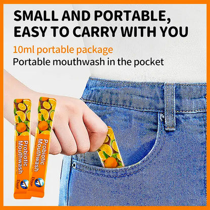 DISAAR BEAUTY Probiotic Mouthwash - Fresh Breath, Stain Removal & Gum Protection | 0.11fl oz x20 (Orange)