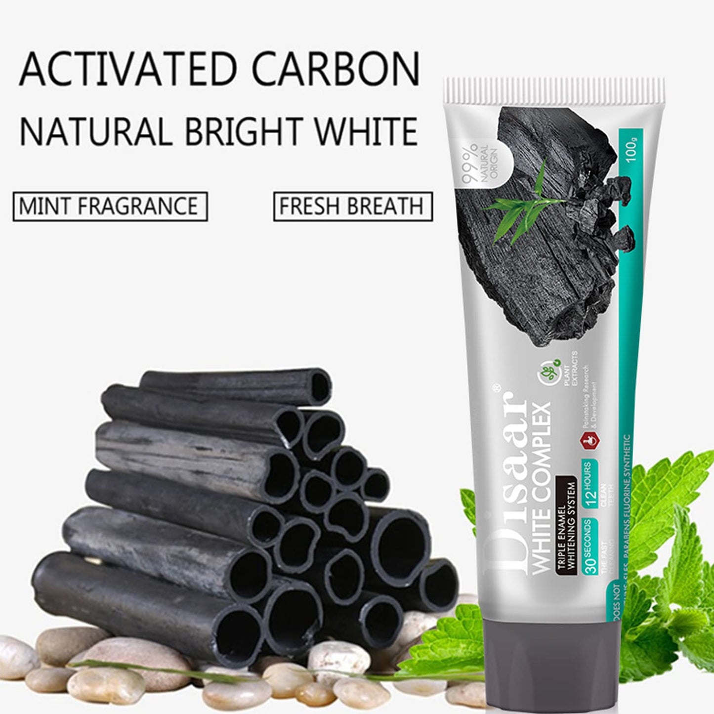 Disaar Beauty Whitening Complex Toothpaste - Charcoal & Banana Flower 100g