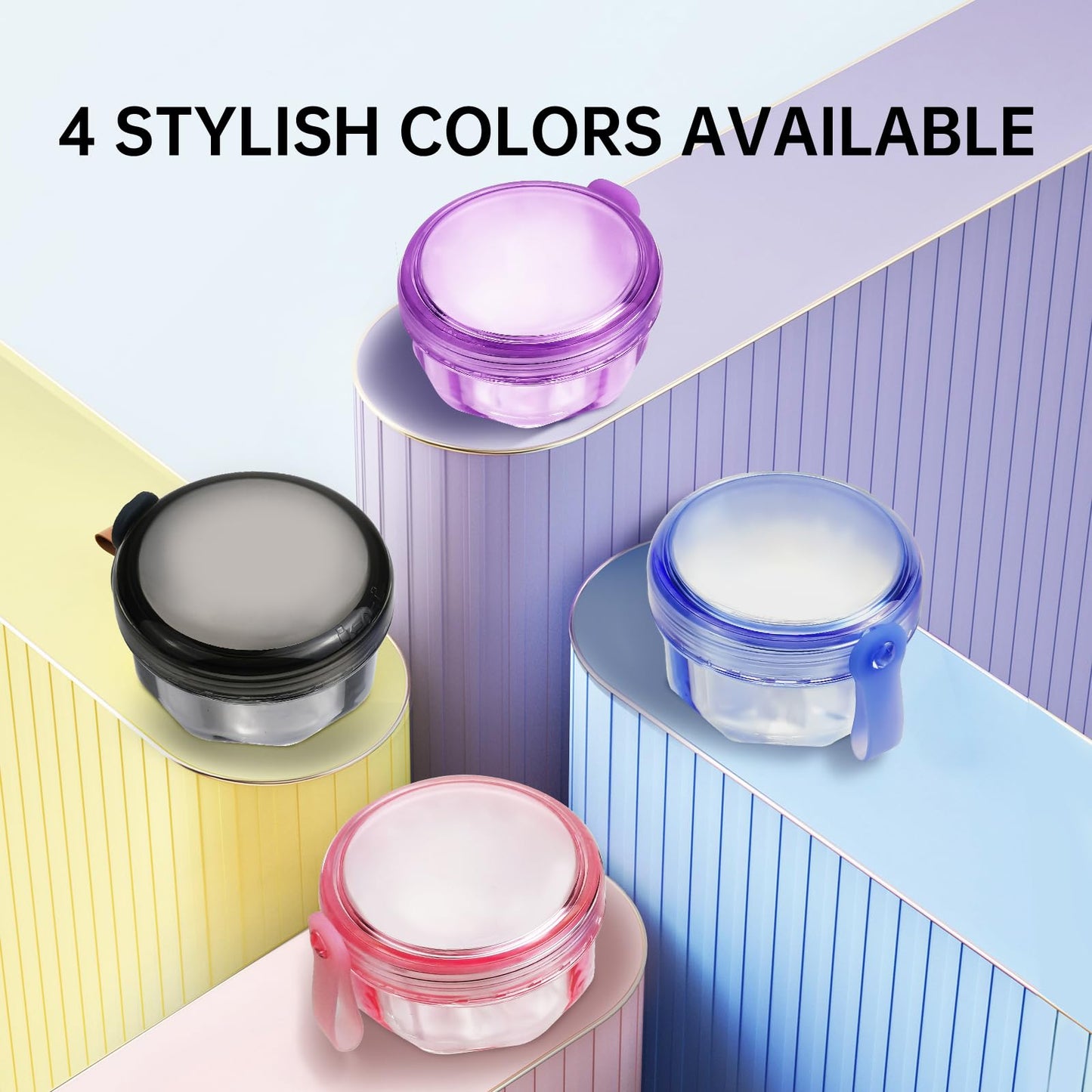 Leak Proof Denture Cups - Travel Bath Case with Brush, Transparent Black