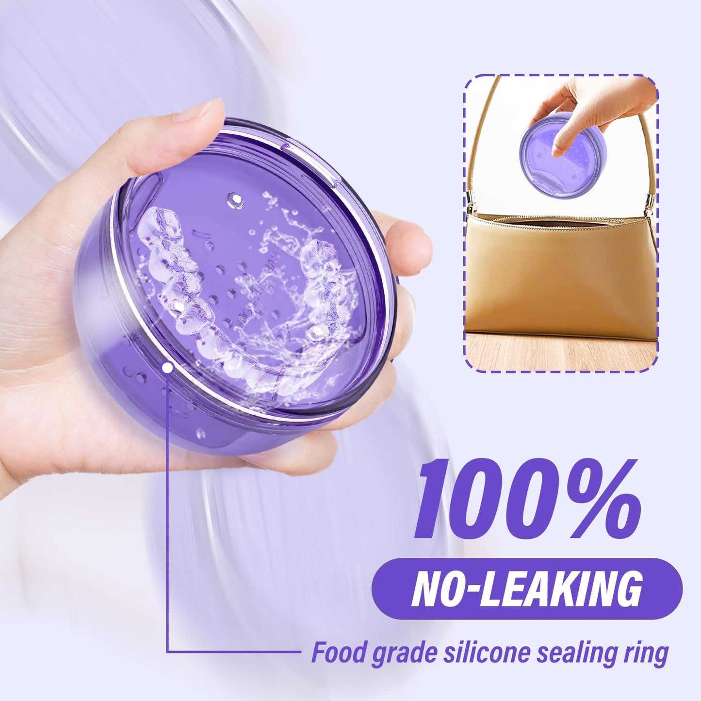 2-in-1 Retainer Case & No-Leak Denture Bath Box - Portable Cleaning