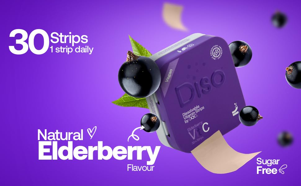 DISO Vitamin C Fast-Dissolving Strips – Elderberry, Immunity, Vegan