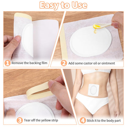 30PCS Self-Adhesive Castor Oil Patches – Leak-Proof, No Wash (5.51 x 5.12 in)