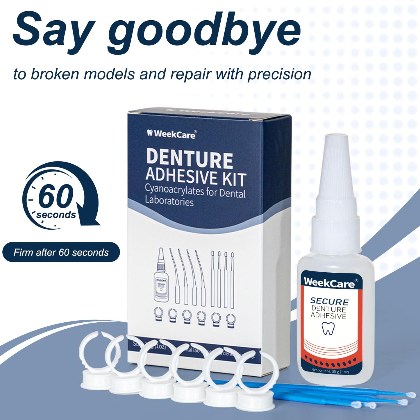 Dental Lab Denture Repair Glue (1oz) – Fast-Setting Bonding Adhesive for Dentures