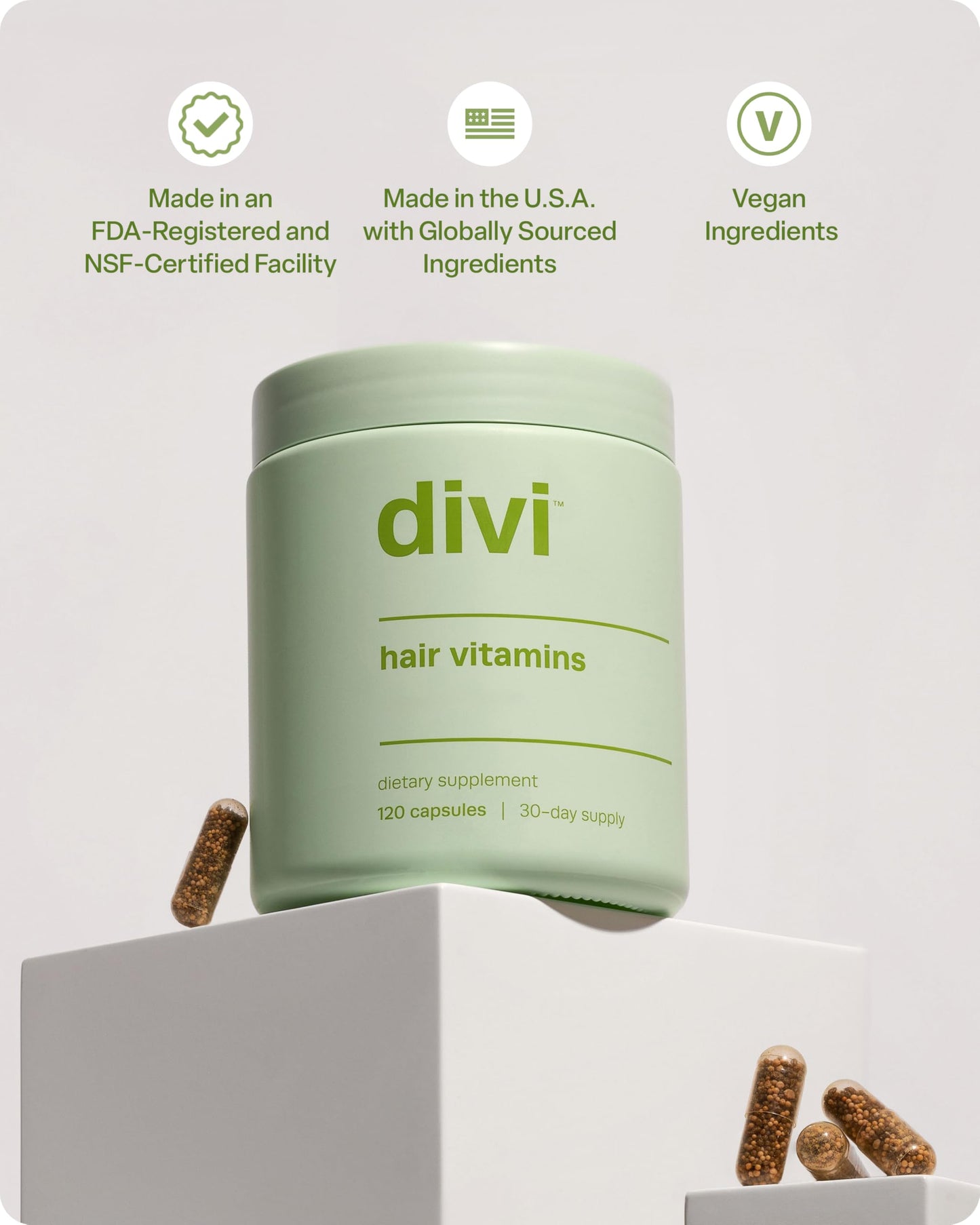 Divi Hair Vitamins for Women & Men – Biotin, Lustriva, 120 Count (30-Day Supply)