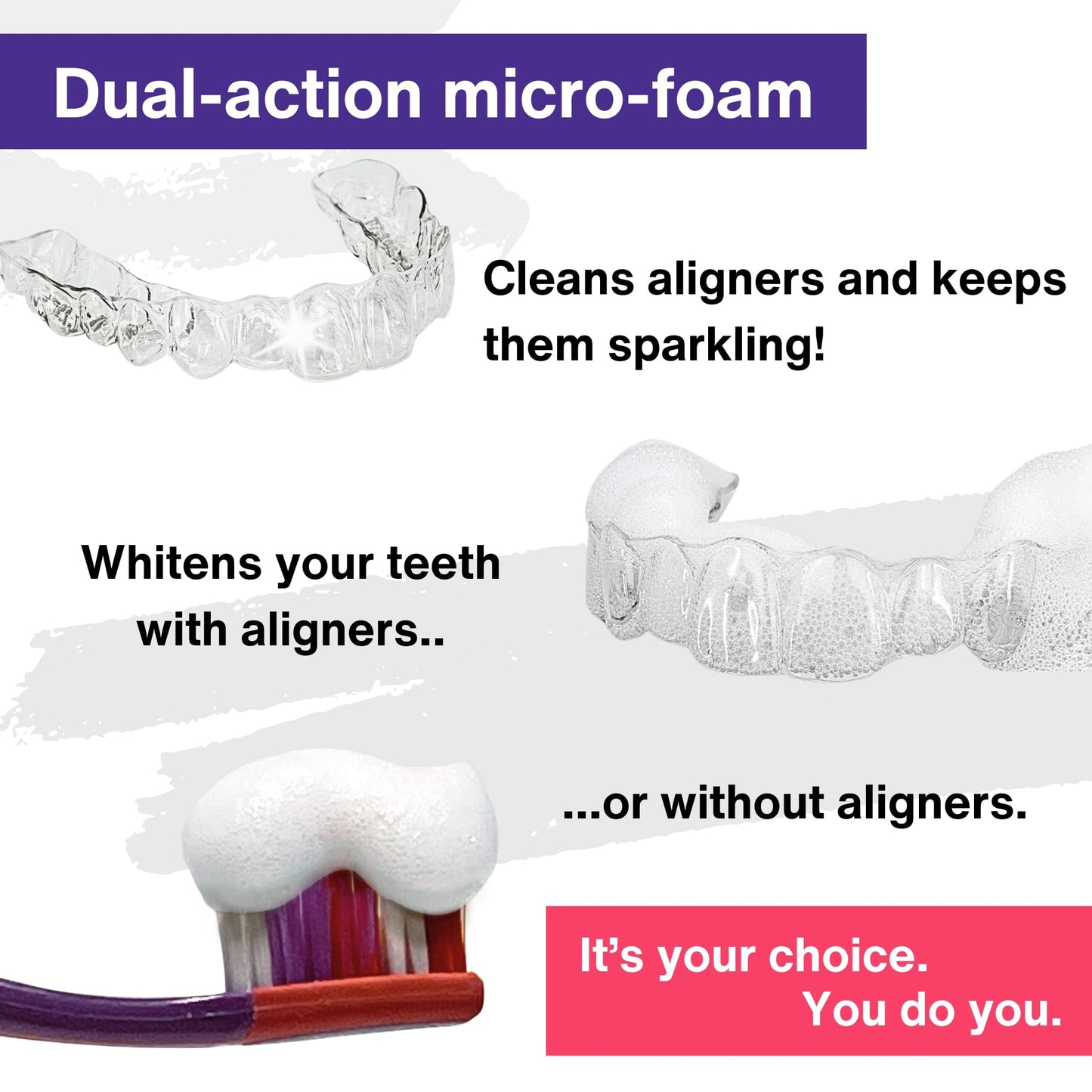 Divine White 2-in-1 Aligner Cleaning and Teeth Whitening Foam - Vegan