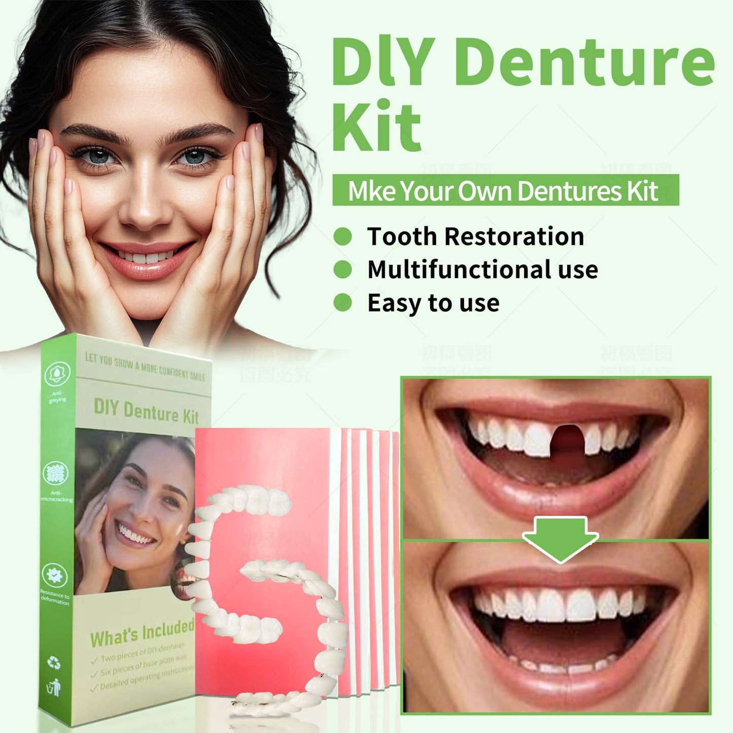 DIY Denture Kit – Comfort-Fit Top & Bottom Teeth (XX05)