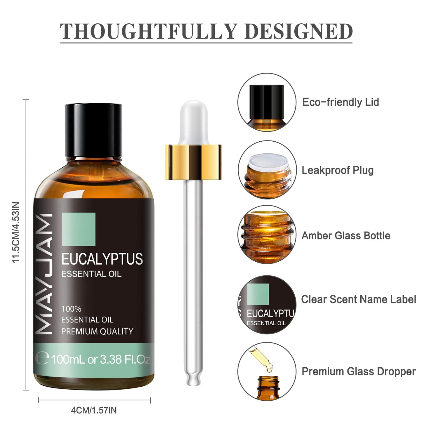 Eucalyptus Essential Oil – MAYJAM 3.38 fl oz Large Bottle Pure Essential Oil for Diffuser, Skincare & Hair Care