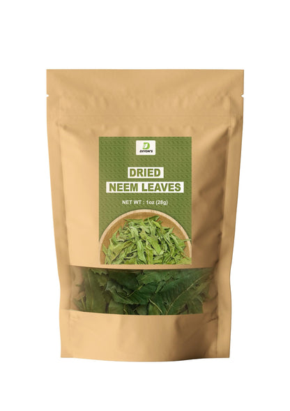 Diyon's Whole Dried Neem Leaves - 1 oz (28 g) 100% Natural, Air-Dried from Sri Lanka | Kraft Stand-Up Pouch