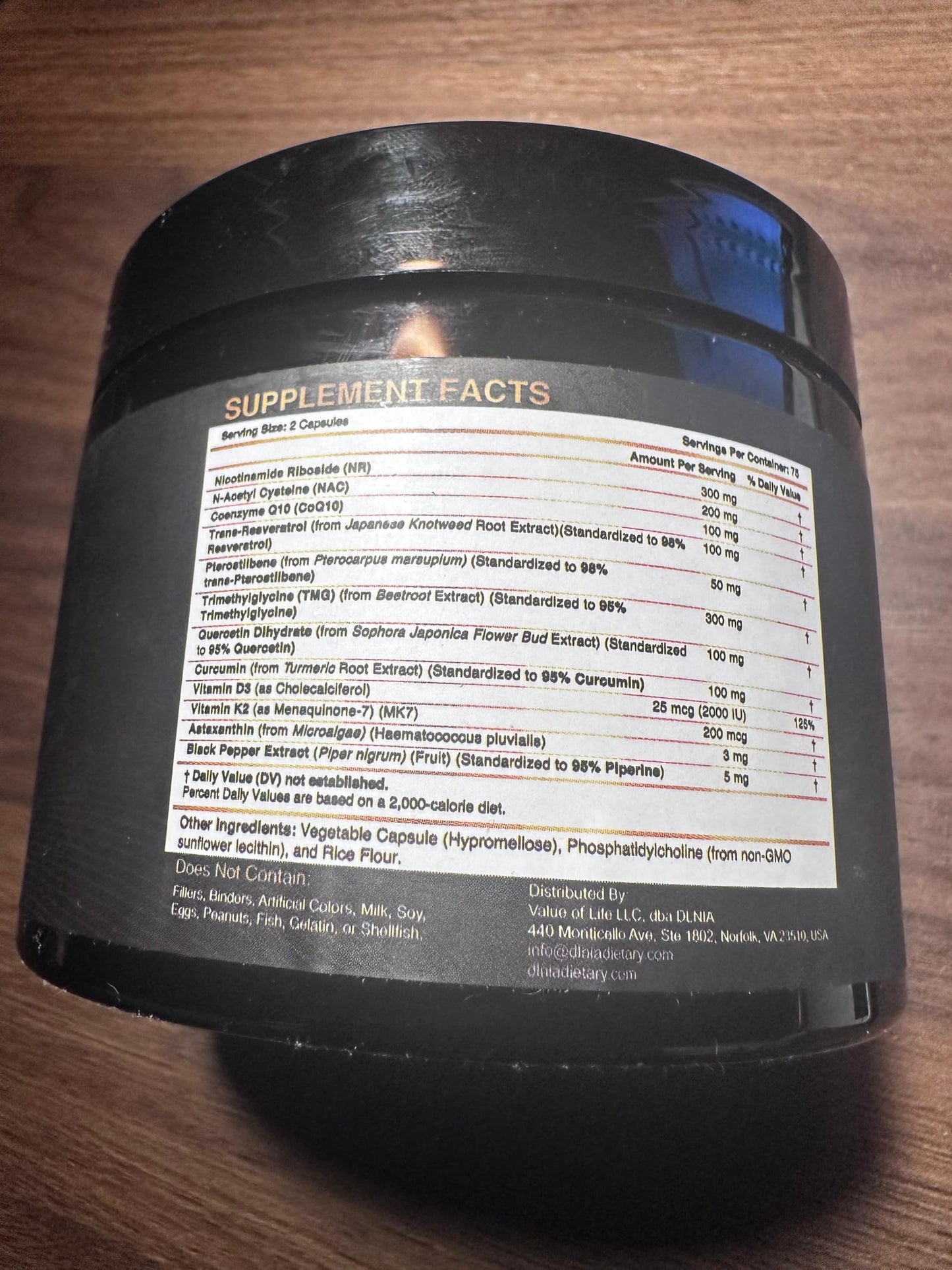 DLNIA Liposomal NAD+ Supplement| Nicotinamide Riboside (NR) 1258 mg with Resveratrol, Quercetin, Pterostilbene & CoQ10-12-Nutrient High-Absorption Cellular Energy & Healthy Aging