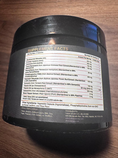 DLNIA Liposomal NAD+ Supplement| Nicotinamide Riboside (NR) 1258 mg with Resveratrol, Quercetin, Pterostilbene & CoQ10-12-Nutrient High-Absorption Cellular Energy & Healthy Aging