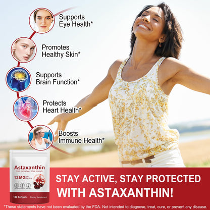 DLOMFVFQ 2 Pack Astaxanthin 12mg Softgels | Premium Antioxidant Support for Eyes, Skin, and Circulation