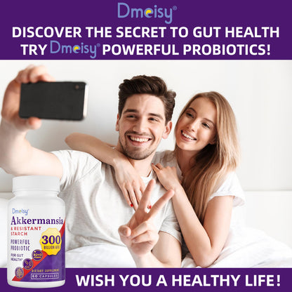 Dmeisy Akkermansia Muciniphila Supplement – 300B AFU Probiotic for Gut Health | 120 Count