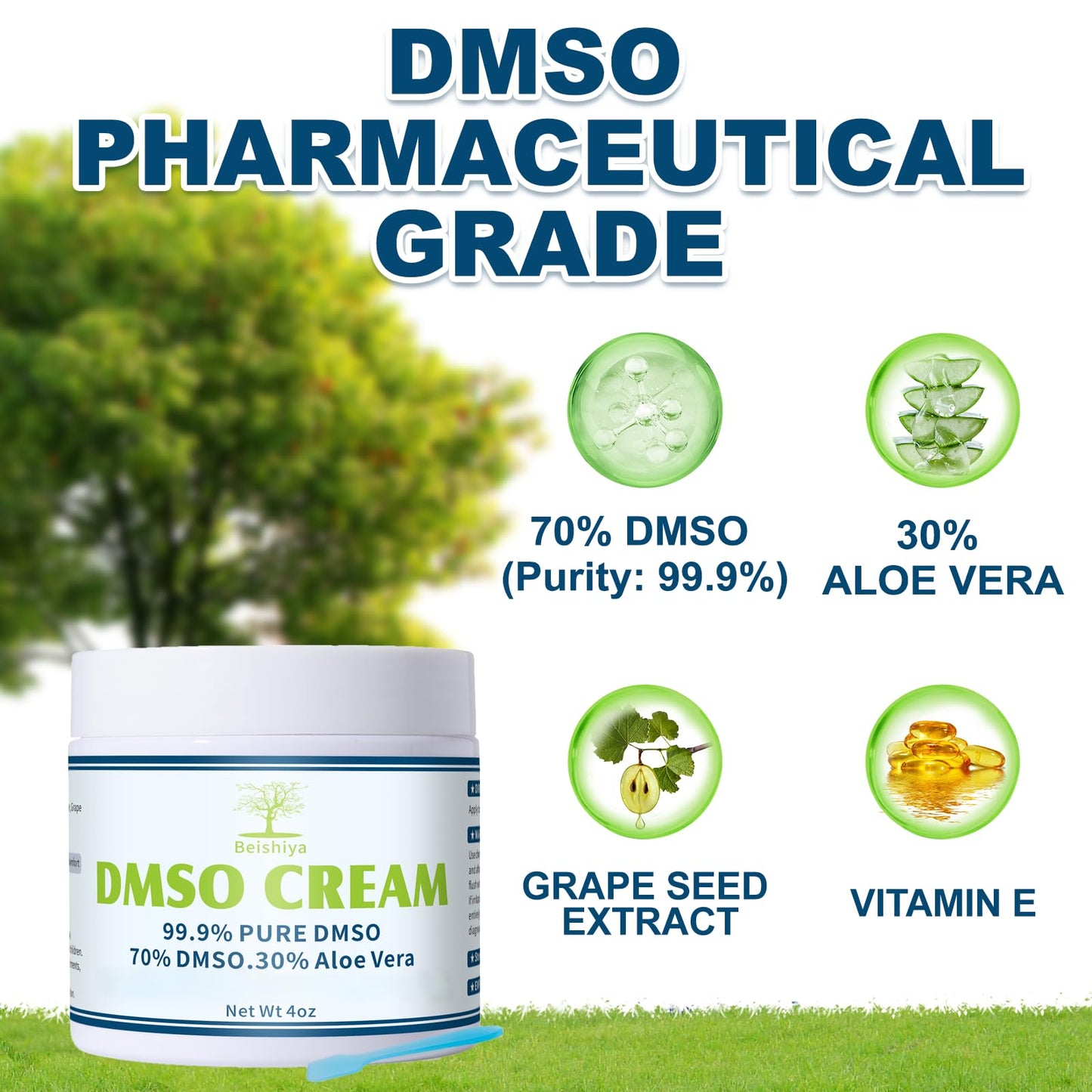DMSO Cream 99.9% Pure DMSO & Aloe Vera – Low Odor, Non-Greasy, 4 oz