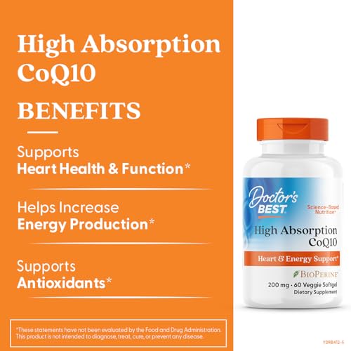 Doctor's Best High Absorption CoQ10 - Heart & Energy Support | 60 Veggie Softgels