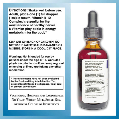Vitamin B12 Complex Sublingual Drops – Fast Absorption, 2 fl oz (60 Day Supply)