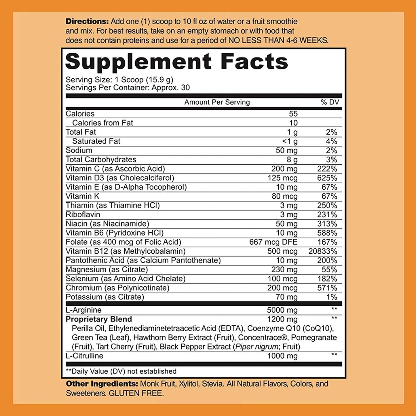 DOCTOR RECOMMENDED SUPPLEMENTS Cardio Heart Health Powder – L-Arginine 5000mg & L-Citrulline 1000mg, Tart Cherry Flavor (Pack of 2, 16.82 oz / 33.64 oz total)