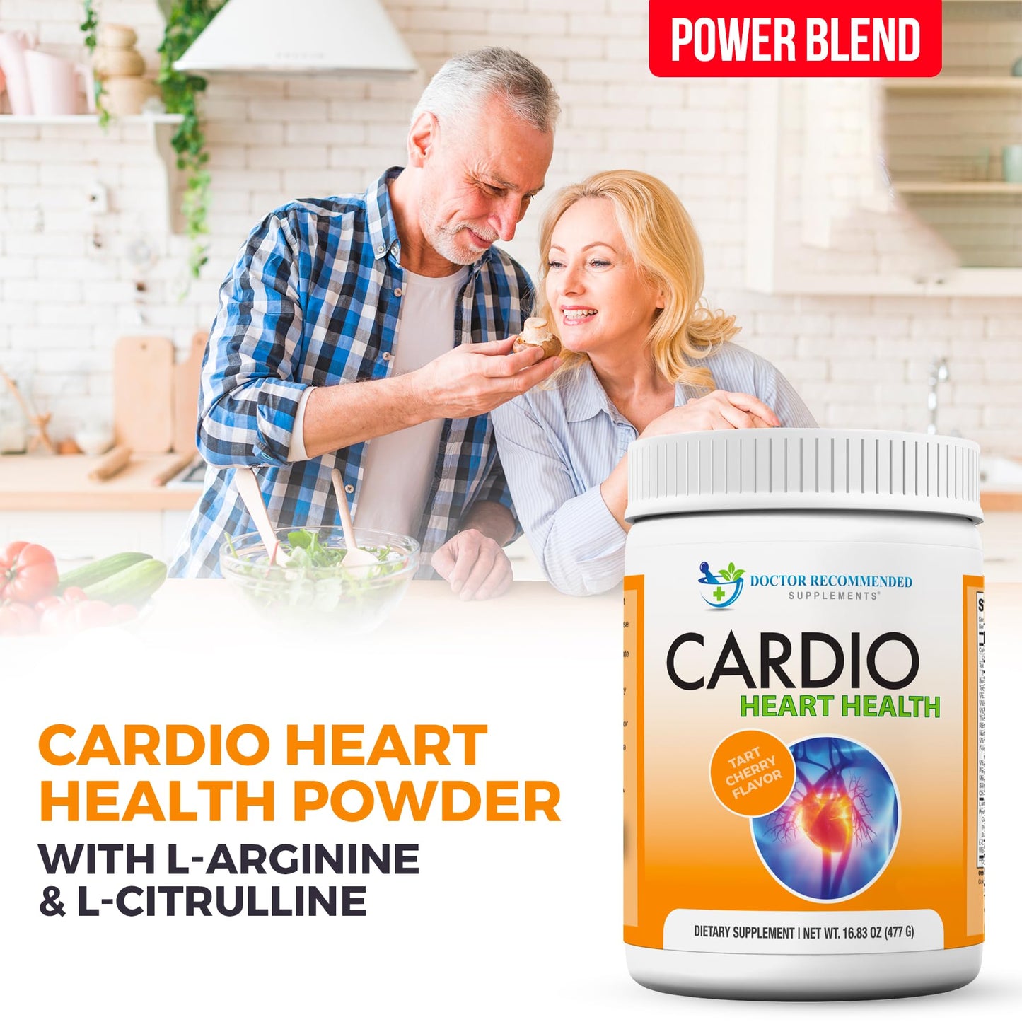 DOCTOR RECOMMENDED SUPPLEMENTS Cardio Heart Health Powder – L-Arginine 5000mg & L-Citrulline 1000mg, Tart Cherry Flavor (Pack of 2, 16.82 oz / 33.64 oz total)