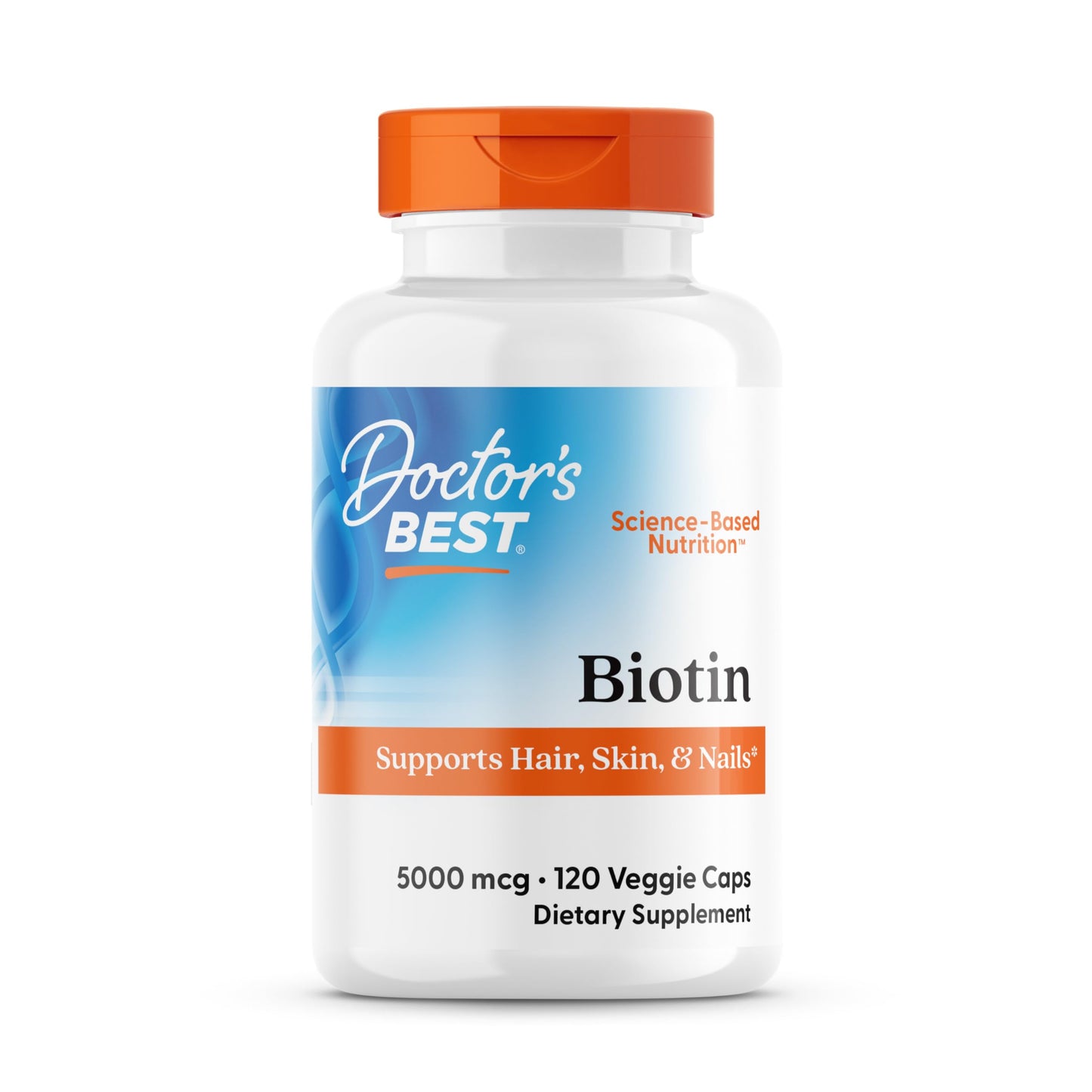 Doctor's Best Biotin 5000 mcg – 120 Count | Hair, Skin & Nails, Vegan