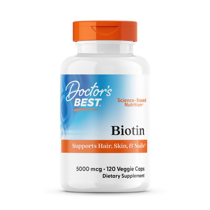 Doctor's Best Biotin 5000 mcg – 120 Count | Hair, Skin & Nails, Vegan