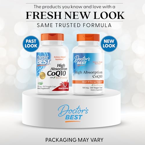 Doctor's Best High Absorption CoQ10 with BioPerine – Heart Health & Energy Support, 100 mg, 360 Vegan Caps