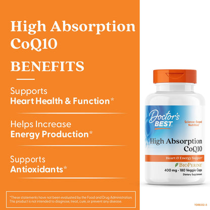 Doctor's Best High Absorption CoQ10 – Heart & Energy Support (Vegan)