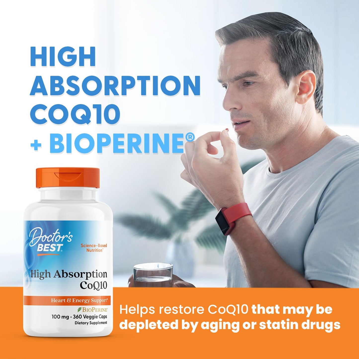 Doctor's Best High Absorption CoQ10 with BioPerine – Heart Health & Energy Support, 100 mg, 360 Vegan Caps