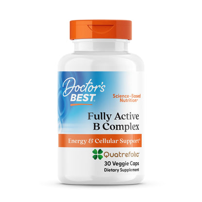 Doctors Best Fully Active B Complex – Energy & Cellular Support (30 Veggie Caps) | Vegan
