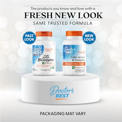 Doctors Best Fully Active B Complex – Energy & Cellular Support (30 Veggie Caps) | Vegan