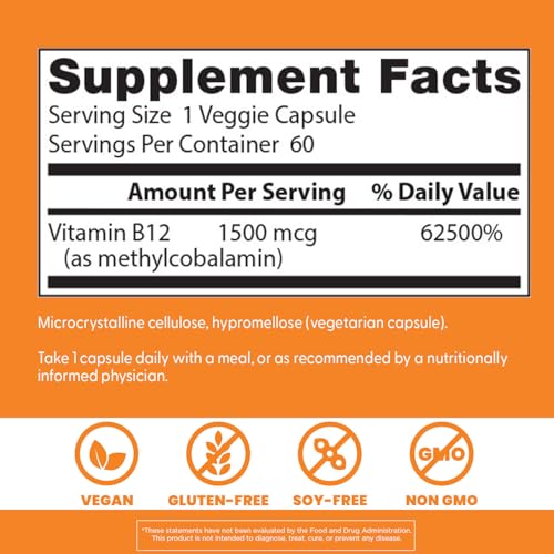 Doctor's Best Fully Active B12 1500 mcg | Methylcobalamin, Non-GMO, Vegan