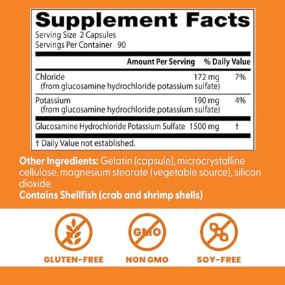 Doctor's Best Glucosamine 1500 mg – Joint Support, 180 Capsules, Non-GMO, Gluten Free, Soy Free
