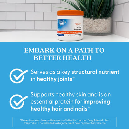 Doctors Best MSM Powder - Supports Hair, Skin, Nails & Joints | Non-GMO, Gluten Free, Soy Free, Vegan | 8.8 oz (250 g)