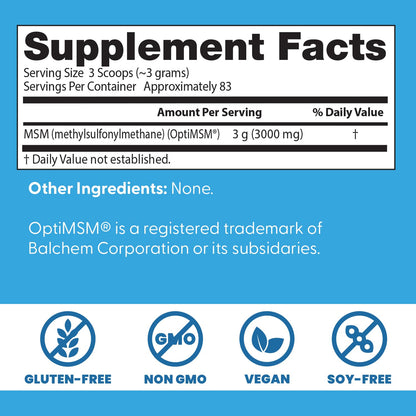 Doctors Best MSM Powder - Supports Hair, Skin, Nails & Joints | Non-GMO, Gluten Free, Soy Free, Vegan | 8.8 oz (250 g)