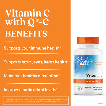 Doctor's Best Vitamin C with Q-C – Immune Support, 360 Veggie Caps