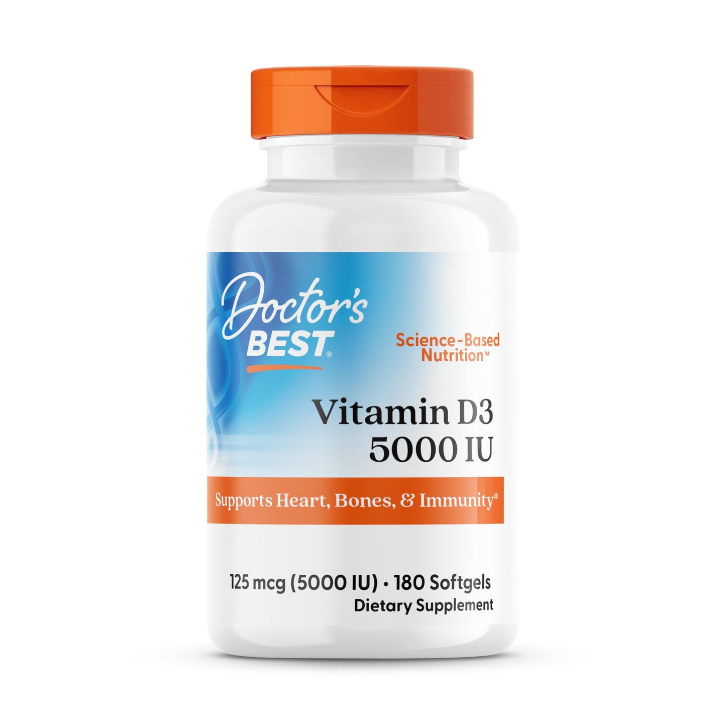 Doctor's Best Vitamin D3 5000IU – Non-GMO, Gluten & Soy Free | Supports Bones & Immune Function