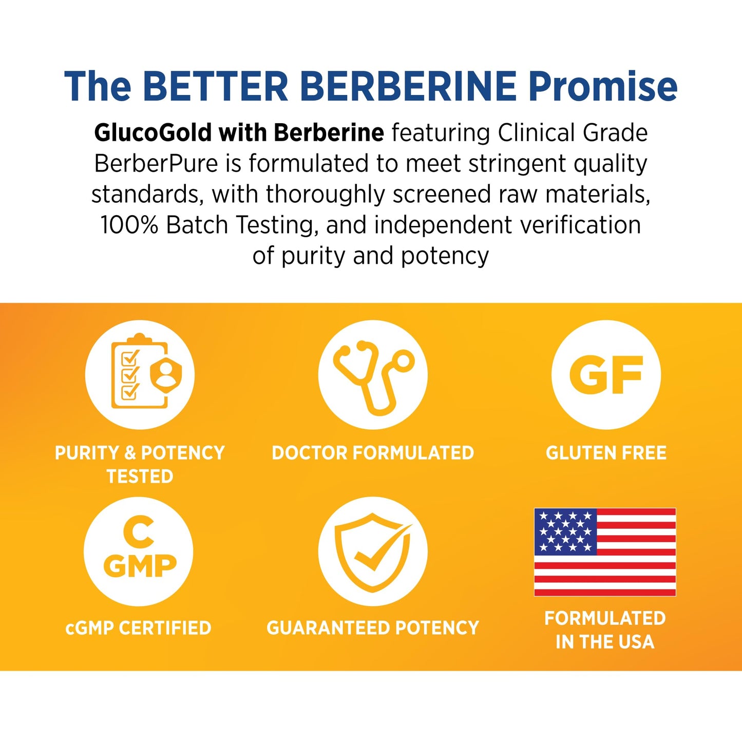 DOCTORS' PREFERRED GlucoGold with Berberine, Cinnamon, Chromium & Banaba Leaf – 90 Tablets