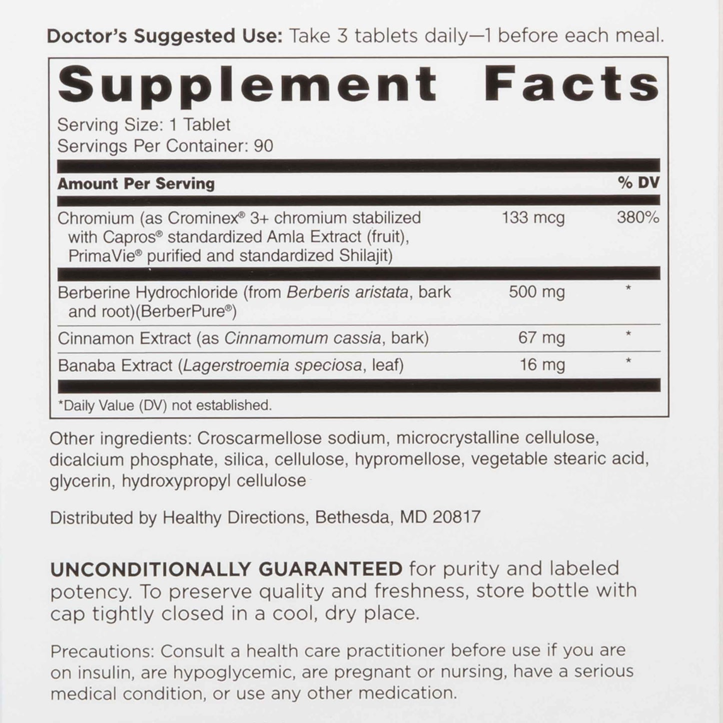DOCTORS' PREFERRED GlucoGold with Berberine, Cinnamon, Chromium & Banaba Leaf – 90 Tablets