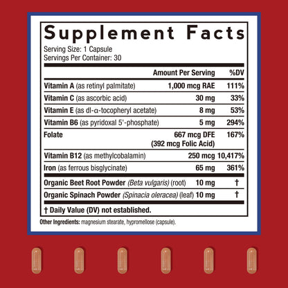 Doctor's Recipes Iron Supplement for Women – 65 mg Iron Bisglycinate, Vegan