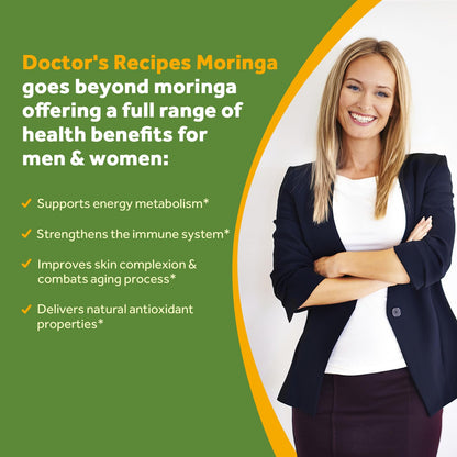 Doctor's Recipes Moringa 11,000 mg – Complete Green Superfood, Non-GMO, 60 Vegan Caps