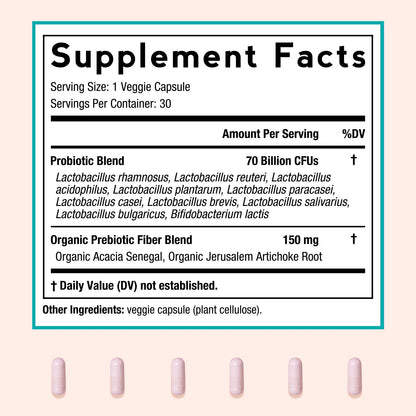 Doctor's Recipes Women's Probiotics — 70B CFU, 10 Strains, Organic Prebiotics, Digestive & Vaginal Health