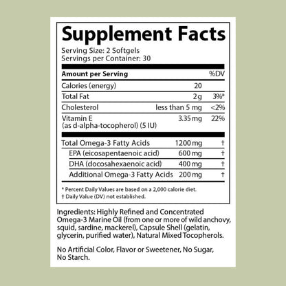 Doctor's Advantage Omega Shield Softgels – Mercury-Free Omega-3 for Heart & Eye Health (60 Softgels, 30-Day Supply)