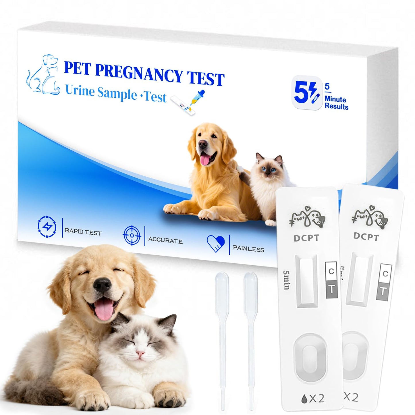 2 Pack Dog and Cat Pregnancy Test Kit – Home Urine Test, 5-Minute Results, Up to 99% Accuracy