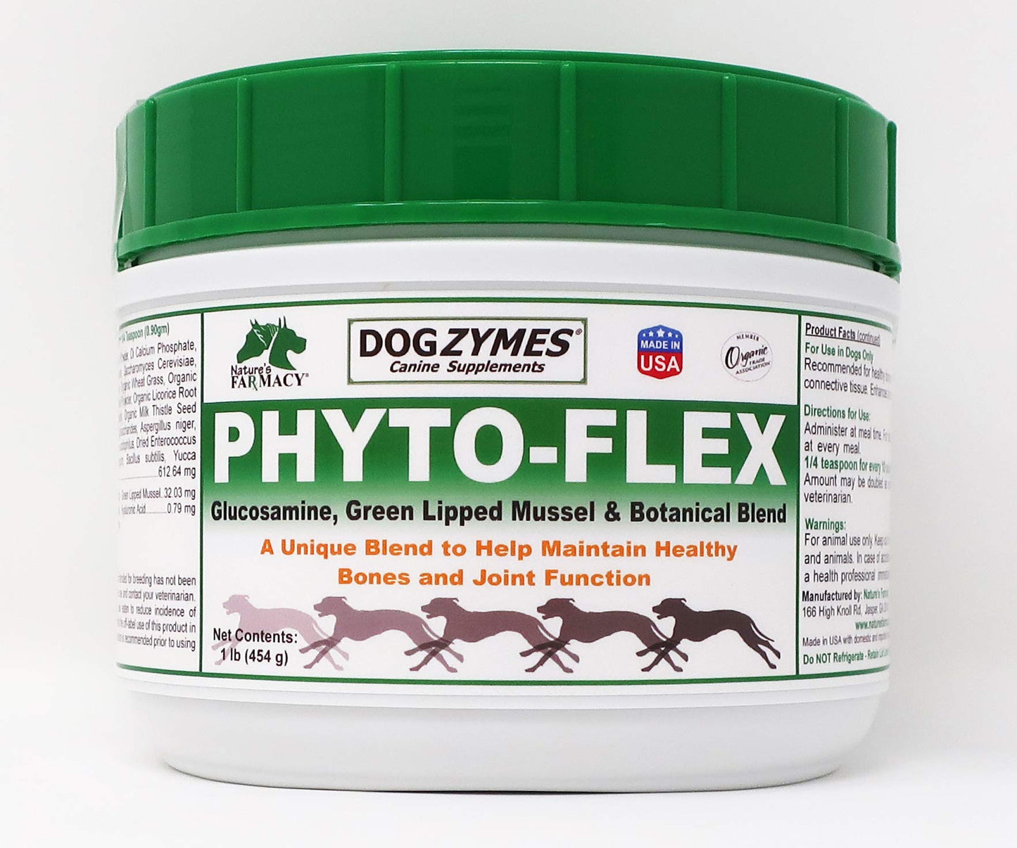 Dogzymes Phyto Flex – Glucosamine, Chondroitin, MSM & Hyaluronic Acid for Dogs (1 lb)