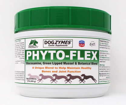 Dogzymes Phyto Flex – Glucosamine, Chondroitin, MSM & Hyaluronic Acid for Dogs (1 lb)