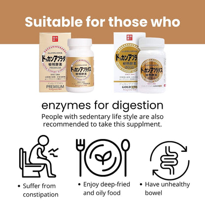 DOKKANABURADAS Natural Digestive Enzymes & Superfoods Multi-Herb Supplement – 46 Vegetables & 17 Herbal Fibers for Metabolism & Gut Health, Made in Japan, 180 Tablets, Premium
