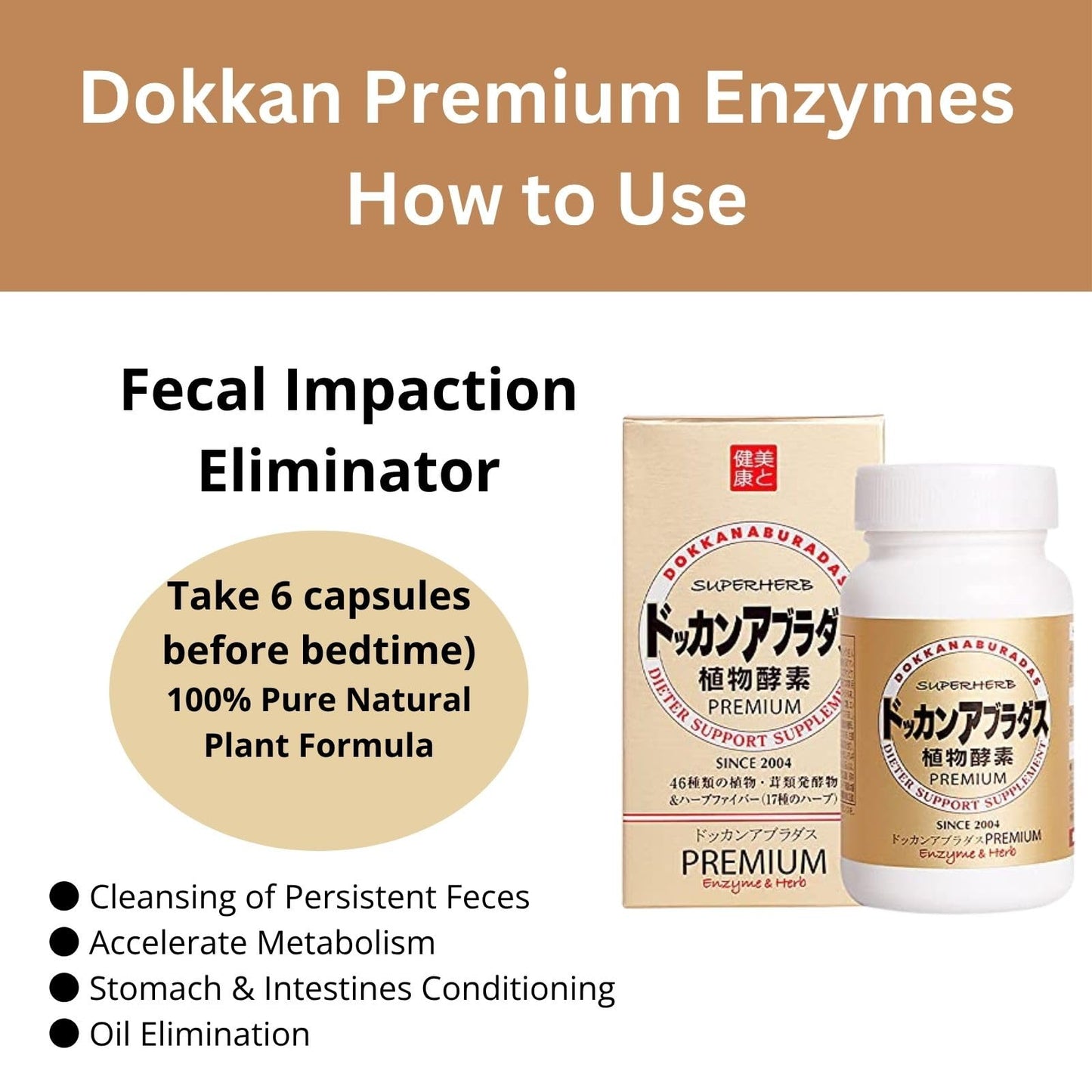 DOKKANABURADAS Natural Digestive Enzymes & Superfoods Multi-Herb Supplement – 46 Vegetables & 17 Herbal Fibers for Metabolism & Gut Health, Made in Japan, 180 Tablets, Premium