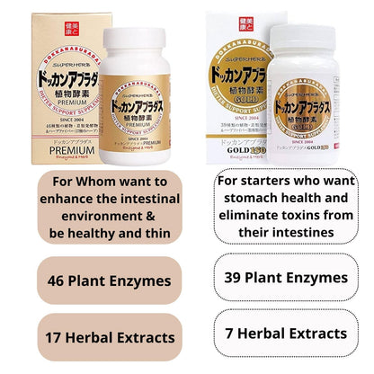 DOKKANABURADAS Natural Digestive Enzymes & Superfoods Multi-Herb Supplement – 46 Vegetables & 17 Herbal Fibers for Metabolism & Gut Health, Made in Japan, 180 Tablets, Premium