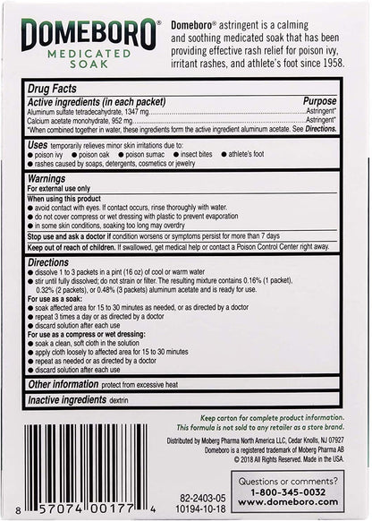 Domeboro Powder Packette 12EA Bayer Corporation - Medicated Skin Relief