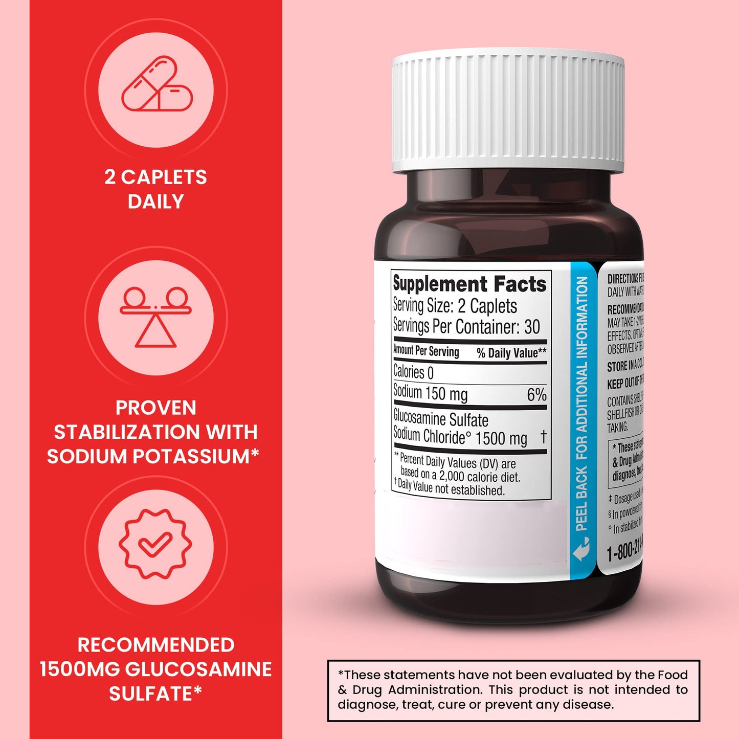 Dona Crystalline Glucosamine Sulfate 750 mg – Joint Support (2 Pack)